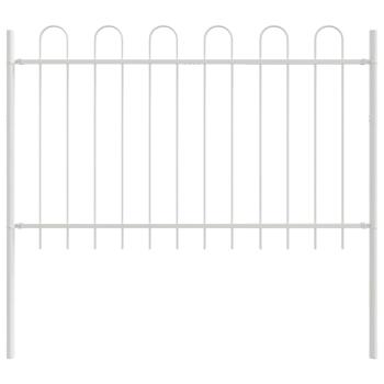 Weißer Gartenzaun mit Hoop-Top, 5.1x1 m, aus Stahl