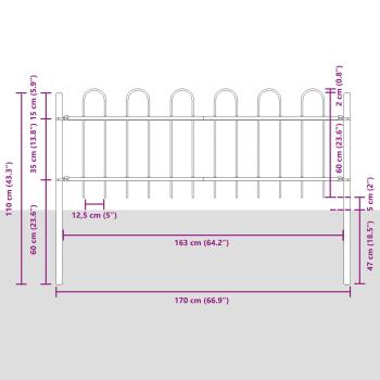 Gartenzaun mit Bogenoberkante Weiß 8,5x0,6 m Stahl