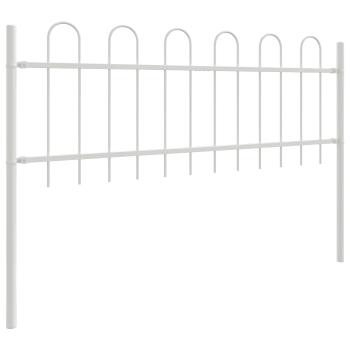 Gartenzaun mit Bogenoberkante Weiß 8,5x0,6 m Stahl
