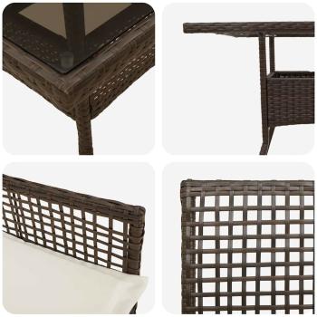 3-teilige Garten Essgruppe Braun Poly Rattan