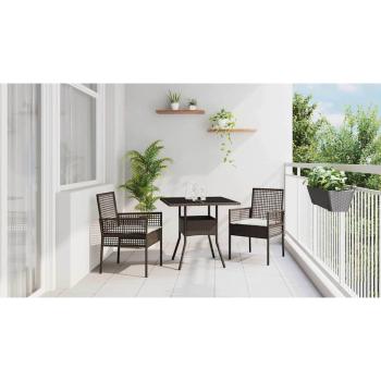 3-teilige Garten Essgruppe Braun Poly Rattan