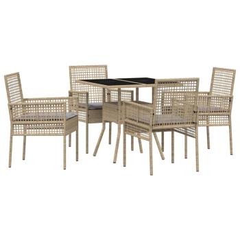 5-teiliges Garten Essset Beige Poly Rattan