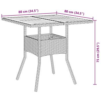 3-teiliges Garten-Essset mit Kissen Schwarz Poly Rattan