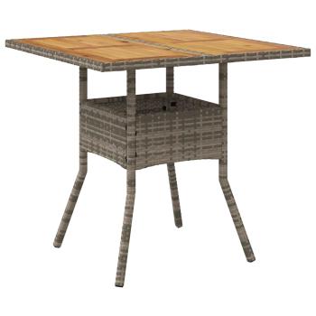 5-teiliges Garten-Essset mit Kissen Grau Poly Rattan