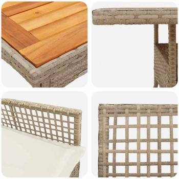 5-teiliges Garten-Essgruppen-Set mit Kissen Beige Poly-Rattan