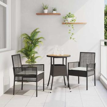 ARDEBO.de - 3-teiliges Gartentischset Schwarz Poly-Rattan