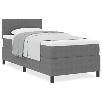 Boxspringbett mit Matratze Hellgrau 90x200 cm Cord-Stoff