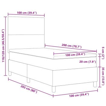 Boxspringbett mit Matratze Hellgrün Grau 100x200 cm Cord-Material