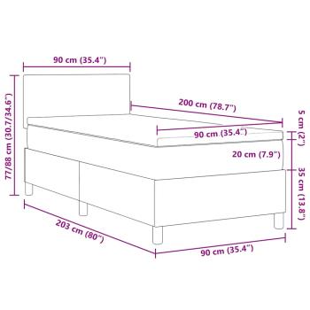 Boxspringbett mit Matratze & LED Dunkelgrau 90x200 cm Cordstoff