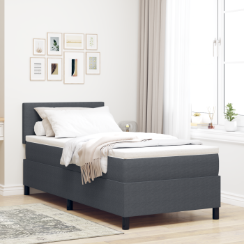 Boxspringbett mit Matratze & LED Dunkelgrau 90x200 cm Cordstoff