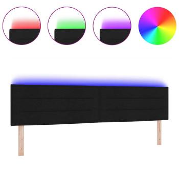 LED Kopfteil Linien Design Schwarz 200 cm Stoff