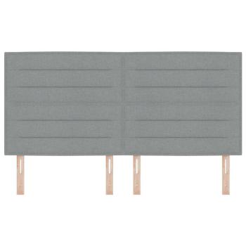 LED Kopfteil Linien Design Hellgrau 90 cm Stoff