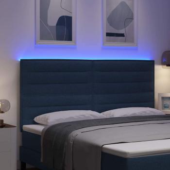 LED Kopfteil Linien Design Blau 90 cm Stoff