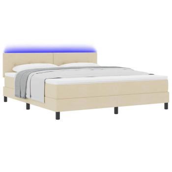 Boxspringbett mit Matratze & LED Creme 180x200 cm Stoff