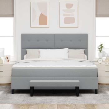 Boxspringbett mit Matratze & Bank Hellgrau 180x200 cm Stoff