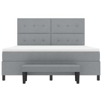 Boxspringbett mit Matratze & Bank Hellgrau 180x200 cm Stoff
