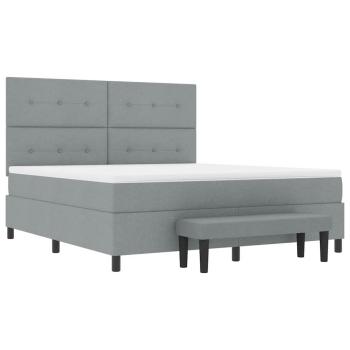 Boxspringbett mit Matratze & Bank Hellgrau 180x200 cm Stoff