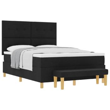 Boxspringbett mit Matratze & Bank Schwarz 140x200 cm Stoff