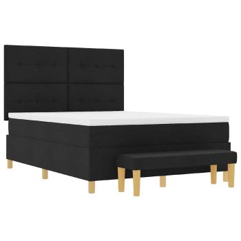 Boxspringbett mit Matratze & Bank Schwarz 140x200 cm Stoff
