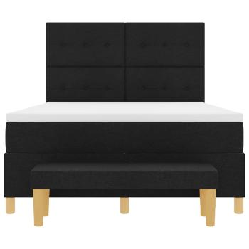 Boxspringbett mit Matratze & Bank Schwarz 140x200 cm Stoff