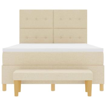 Boxspringbett mit Matratze & Bank Creme 140x200 cm Stoff