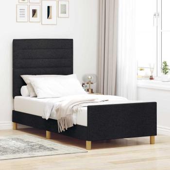 ARDEBO.de - Bettgestell mit Kopfteil Schwarz 80 x 200 cm Stoff