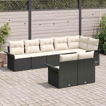 8-teiliges Garten Sofa Set mit Kissen Schwarz Poly Rattan