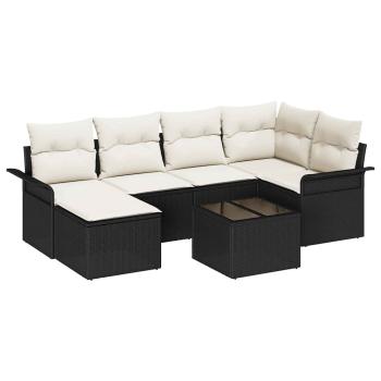 6-teiliges Garten-Sofa-Set mit Kissen aus braunem Poly-Rattan