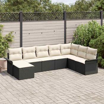ARDEBO.de - 8-teiliges Garten Sofa Set mit Kissen - Schwarz Poly Rattan