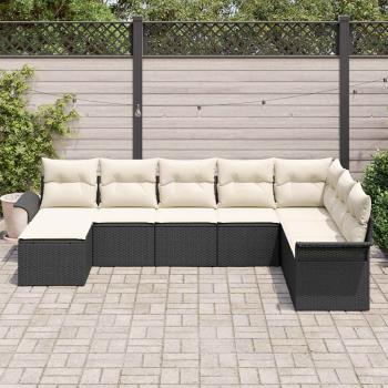 8-teiliges Garten Sofa Set mit Kissen - Schwarz Poly Rattan