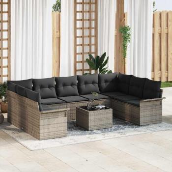 ARDEBO.de - 9-teiliges Garten Sofa Set mit Kissen Schwarz Poly Rattan