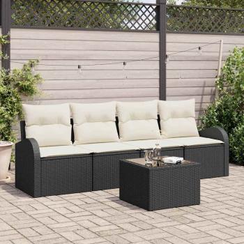 ARDEBO.de - 5-teiliges Garten Sofa Set mit Kissen Schwarz Poly Rattan