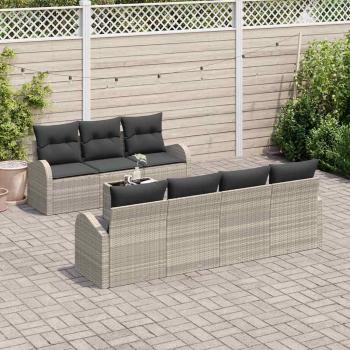 8-teiliges Garten-Sofa-Set mit Kissen Hellgrau Poly-Rattan