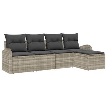 5-teiliges Garten Sofa Set mit Kissen hellgraues Poly-Rattan