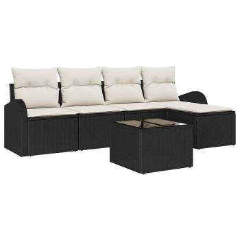 5 teiliges Garten Sofaset mit Kissen braun Poly Rattan