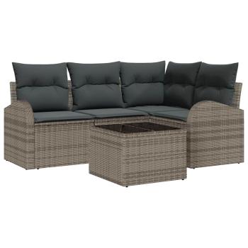 4-teiliges Garten Sofa Set mit Kissen Schwarz Poly Rattan