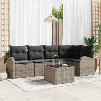 ARDEBO.de - 5-teiliges Garten Sofa Set mit Kissen Schwarz Poly Rattan