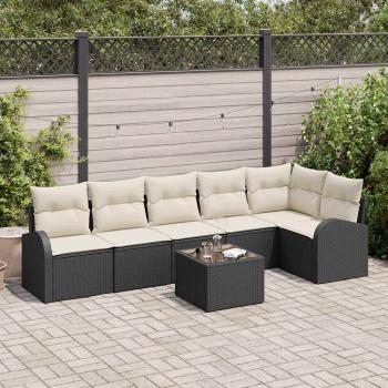 ARDEBO.de - 6-teiliges Garten Sofa Set mit Kissen Braunes Poly Rattan