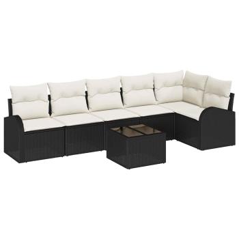 6-teiliges Garten Sofa Set mit Kissen Braunes Poly Rattan