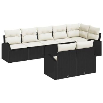 8-teiliges Garten Sofa Set mit Kissen in Schwarz Poly Rattan