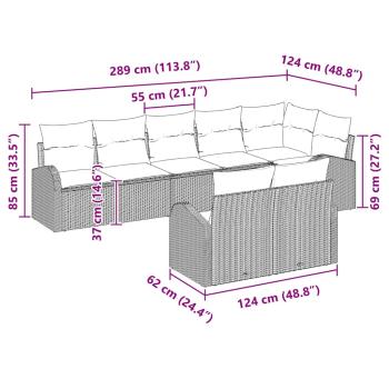 8-teiliges Garten Sofa Set mit Kissen in Schwarz Poly Rattan