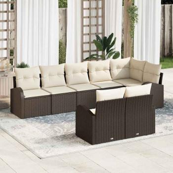 ARDEBO.de - 8-teiliges Garten Sofa Set mit Kissen aus braunem Poly-Rattan