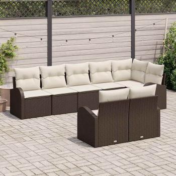 8-teiliges Garten Sofa Set mit Kissen aus braunem Poly-Rattan