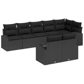 ARDEBO.de - 8-teiliges Garten Sofa Set mit Kissen in Schwarz aus Poly Rattan