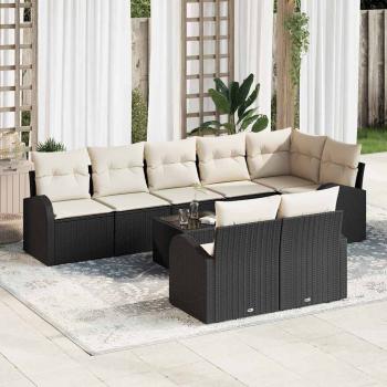 ARDEBO.de - Gartensofa-set 9 Stk. 8-Sitzanzahl Schwarz und Creme
