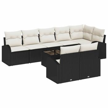 Gartensofa-set 9 Stk. 8-Sitzanzahl Schwarz und Creme