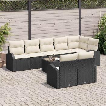 Gartensofa-set 9 Stk. 8-Sitzanzahl Schwarz und Creme