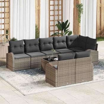 ARDEBO.de - 8-teiliges Garten Sofa Set mit Kissen Schwarz Poly Rattan