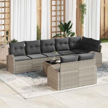 ARDEBO.de - 9-teiliges Garten-Sofa-Set mit Kissen Graues Poly-Rattan