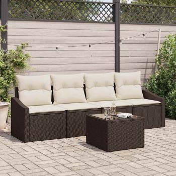 ARDEBO.de - 5-teilige Garten Sofa Set mit Kissen Braun Poly Rattan